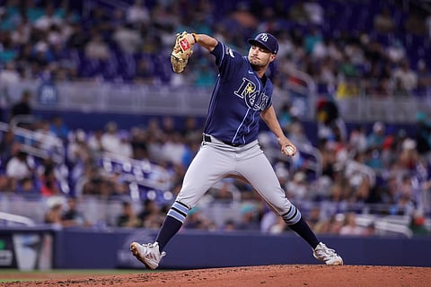 Tampa Bay Rays pitcher Shane McClanahan in action