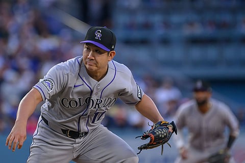 Colorado Rockies pitcher Tomoyuki Sugano