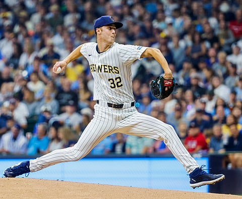 Milwaukee Brewers starting pitcher Jacob Misiorowski