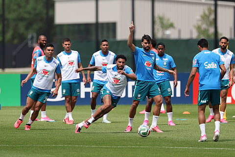Brazil players during training session