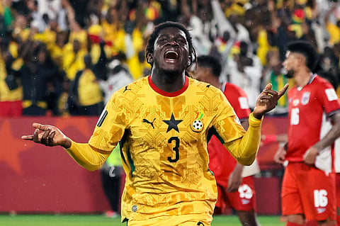 Caleb Yirenkyi celebrates his late winner against Panama