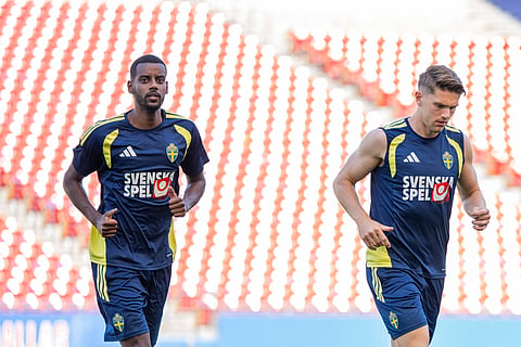 Sweden forwards Alexander Isak and Viktor Gyokeres during training session
