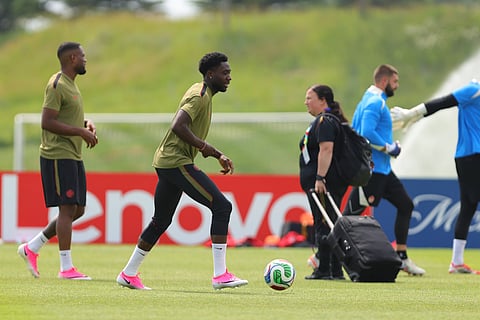 Alphonso Davies of Canada during training session