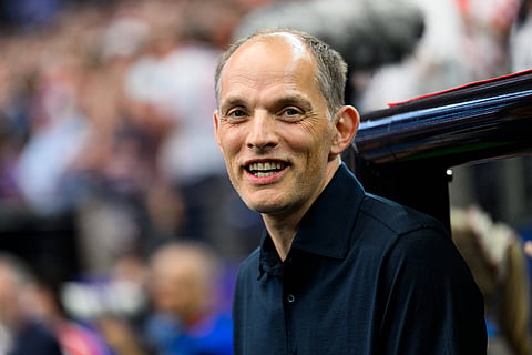 Thomas Tuchel smiling during England's opening match vs Croatia
