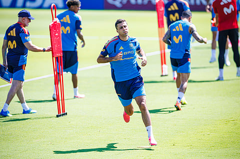 Spain captain Rodri during training session