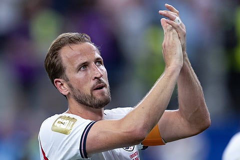 Harry Kane acknowledges the fans at full time against Croatia