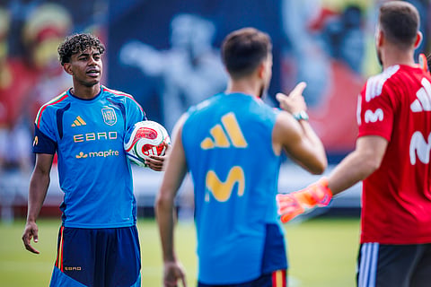 Lamine Yamal during training session ahead of their game against Saudi Arabia
