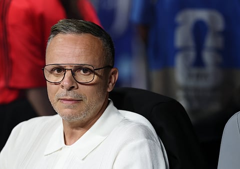 Mohamed Ouahbi on the bench during Morocco vs Haiti