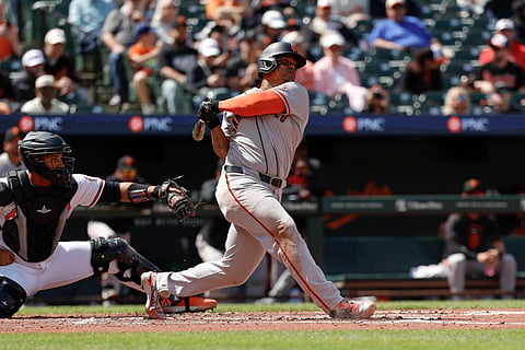 Rafael Devers in action for San Francisco Giants