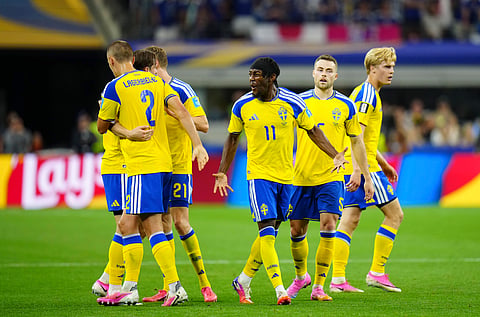 Anthony Elanga celebrates his equaliser against Japan