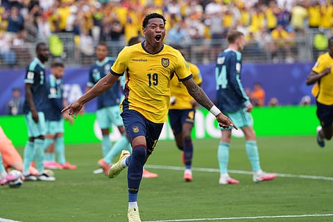 Gonzalo Plata celebrates his match-winning goal against Ecuador