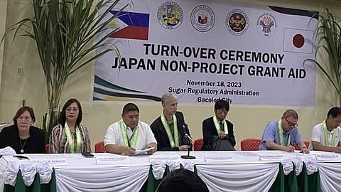 Turnover of Japan Non-Project Grant Aid at the Sugar Regulatory Administration Bacolod office on Saturday, November 18, led by Agriculture Secretary Francisco Tiu Laurel and SRA Administrator Paul Azcona.