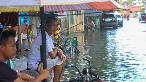 FLOODED BARANGAY. Streets in Barangay Matina Aplaya, Davao City remain submerged in floodwater following heavy rainfall on Wednesday evening, November 8, 2023. The Davao City government declared class suspension in all levels both public and private schools in Matina Aplaya, and other flooded barangays at Talomo and Tugbok District.