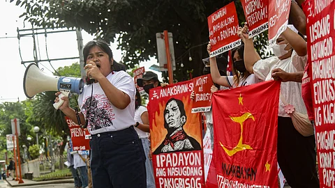Several progressive group members staged a protest along Freedom Park, Roxas Avenue in Davao City to commemorate the 160th Bonifacio Day on Thursday morning, November 30.
