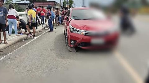 NAHITABOAN SA CSCR: Kini ang dapit diin nadasmgan ang nagbisiklita sa usa ka awto sa Cebu South Coastal Road (CSCR), Barangay Tanke, dakbayan sa Talisay, pasado alas 9 sa buntag sa Dominggo, Enero 14, 2024.