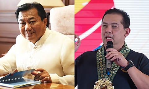 Pantaleon Alvarez (left), House Speaker Martin Romualdez (right)