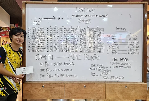 CHAMPION. Lyceum of the Philippines University (LPU)-Davao college student Paul Benjamin "Benz" Palacio secures the championship title of the Davao Tenpin Bowlers Association (Datba) December 2023 monthly finals tournament held Sunday, January 7, 2024 at SM Lanang bowling center.