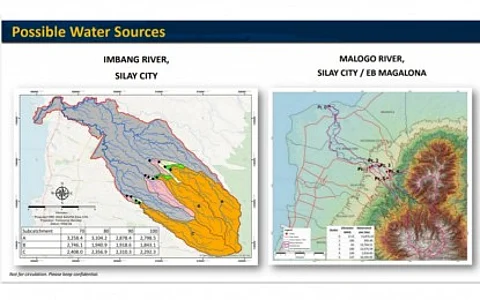 SURFACE WATER SOURCES. An undated image shows the Imbang River and the Malogo River as the identified sources of the proposed PHP1.2-billion Negros Occidental Bulk Water Supply Project. As of Friday (Jan. 5, 2024), at least five private firms have expressed interest in bidding for the project.