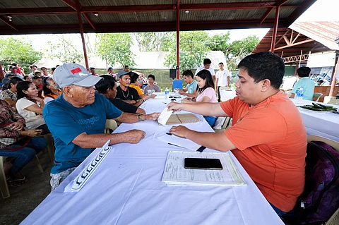 Rice farmers in Victorias City finally receive financial assistance from PCIC to assist recovering from agricultural losses due to pests and diseases, Feb. 16.