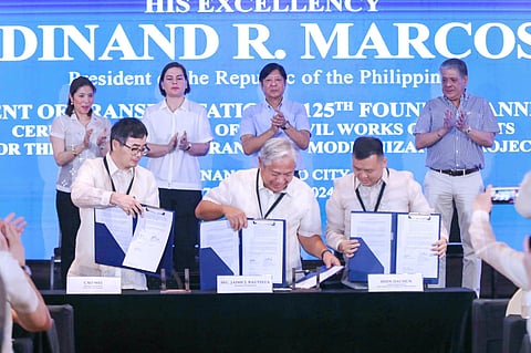 President Ferdinand "Bongbong" Marcos Jr. witnessed the signing of contracts for the Davao Public Transport Modernization Project (DPTMP) on Wednesday, Feburary 7, in conjunction with the celebration of the 125th anniversary of the Department of Transportation (DOTr).