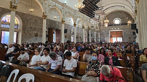 The San Sebastian Cathedral is fully packed in a mass intended for Ash Wednesday.
