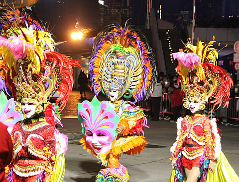 WORLD-CLASS PERFORMERS. The MassKara Festival dancers of Barangay Granada, Bacolod City, showcase Pinoy pride as one of the performers in the 2024 Cathay International Chinese New Year Night Parade in Hong Kong on Saturday night (Feb. 10, 2024). The Bacolod delegation represented Southeast Asia in the event upon the invitation of the Hong Kong Tourism Board.