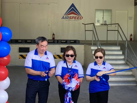 In photo are (from left): SM Investments Corp. President Frederic DyBuncio, Airspeed International President & CEO Mariz C. Regis, and Airspeed Group Chairperson Rosemarie P. Rafael.