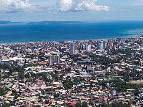 Aerial shot of Davao City as seen from a plane.