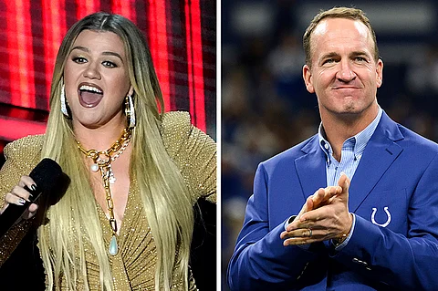 This combo image shows singer Kelly Clarkson, left, and NFL legend Peyton Manning, right. Clarkson and Manning will bring a new flavor to NBC Universal's upcoming Paris Olympics coverage this summer. They are expected to join Mike Tirico to host the opening ceremony, the network announced Tuesday, March 12, 2024.