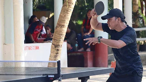 BEACH PINGPONG KING. Junjun “Lapoy” Custodio of Davao City collects two championship titles in the 87th Araw ng Dabaw Open Beach Ping Pong Tournament 2024, held at Seagull Whitesand Beach Resort in Punta Dumalag, Matina Aplaya, Davao City over the weekend.
