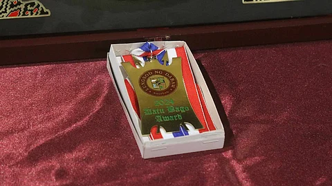 The Datu Bago Award 2024 for President Rodrigo Duterte during its52nd Conferment on Wednesday evening, March 13, 2024, at the Arcadia Event Center, Matina, Davao City. Duterte, however, was absent during the event.