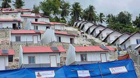 NEW HOMES. The Philippine Red Cross has allocated P32 million for the construction of solar-powered houses for the 71 victims of Typhoon Odette (Rai) in Alegria, Cebu. /