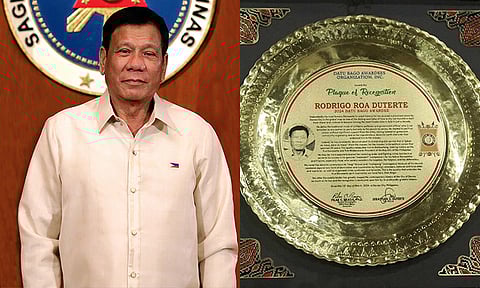 Former President Rodrigo R. Duterte is the sole Datu Bago awardee for 2024.