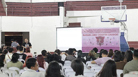 Youth leaders and student organization representatives of major universities in Cebu gathered on Monday, April 1, 2024, for an anti-Charter Change gathering at the Southwestern University Aznar Coliseum in Cebu City.