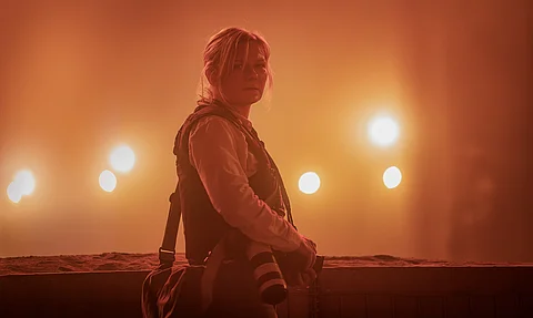 This image released by A24 shows Kirsten Dunst in a scene from "Civil War."