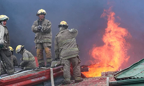 Firefighters from central 911, BFP and volunteers worked together to prevent the fire from spreading from other houses along Padre Gomez St., Brgy 34-D, Roxas Ave., Davao City on Tuesday, February 26, 2024.