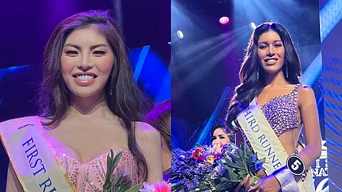 (left to right) Miss International Queen Philippines 2024 first runner up NiƱa Marie Similatan ug Miss International Queen Philippines 2024 3rd runner up Shiela Magpale