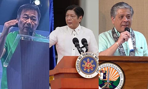 Davao del Norte Representative Pantaleon “Bebot” Alvarez (left), President Ferdinand “Bongbong” Marcos Jr. (center), Special Assistant to the President Antonio Lagdameo (right)
