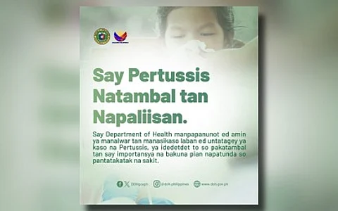 PERTUSSIS AWARENESS. An information, education, and communication material of the Department of Health-Center for Health Development Ilocos Region on pertussis. Pangasinan has already recorded three cases as of April 1, 2024, and the patients have already recovered.
