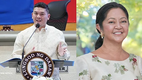 Davao City Mayor Sebastian Duterte (left), First Lady Liza Araneta-Marcos