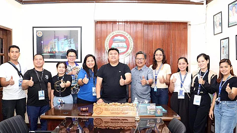The team from the DOST- Food and Nutrition Research Institute (FNRI), led by Fenina Osorio, visit Mayor Marvin Malacon, May 13, amid the nutrition service they are conducting at Brgy.Manta-angan, E. B. Magalona from May 11 to 15.
