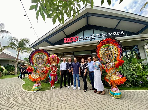 (from left) Atty. Severino Sumulong, Corporate Legal Counsel, Mugen Group; Mr. Hubert Young, President and CEO, Mugen Group; Hon. Albee Benitez, Mayor, Bacolod City; Hon. Em Ang, Councilor, Bacolod City; Mr. Nestor Padilla, Chairman and CEO, Rockwell Land; and Ms. Malou Pineda, Senior Vice President, Rockwell Land in front of UCC Cafe Terrace, one of the three restaurants under the Mugen Group, during the recent Grand Opening ceremonies at the Nara Residences in Rockwell, Bacolod City.