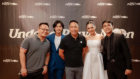 Kurt Soberano far right with actors and sponsors at tje Premiere Show in Ayala