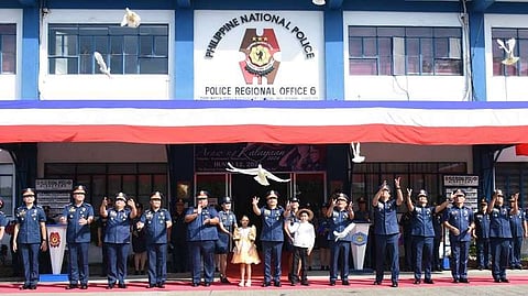 ILOILO. Soldiers of the Philippine Army's 3rd Infantry Division raise the flag during the 126th Independence Day celebration at Camp Macario B. Peralta Jr. in Jamindan, Capiz. Meanwhile, the Police Regional Office in Western Visayas marks the occasion at Camp Martin Teofilo Delgado in Iloilo City.