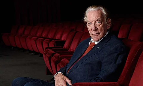 Actor Donald Sutherland appears at the Academy of Motion Picture Arts and Sciences in Beverly Hills, Calif., on Oct. 13, 2017. Sutherland, the towering Canadian actor whose career spanned "M.A.S.H." to "The Hunger Games," has died at 88.