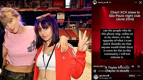 Charli XCX shuts down fans yelling hateful remarks at Taylor Swift