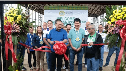 Murcia Mayor Gerry Rojas and Penro OIC Engr. Joan Nathaniel Gerangaya cut the ribbon during the recent blessing and inauguration of the town’s sanitary landfill at Brgy. Cansilayan.