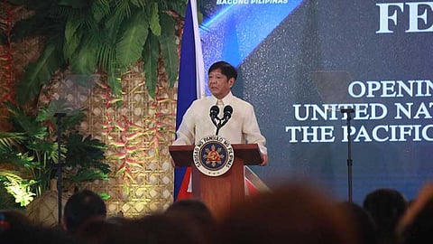 CEBU. President Ferdinand Marcos Jr. delivers a speech during the opening ceremony of the 36th Joint Meeting of the UN Tourism Commission for East Asia and the Pacific and the UN Tourism Commission for South Asia at Sheraton Cebu Mactan, Punta Engaño, Lapu-Lapu City on Friday, June 28, 2024.