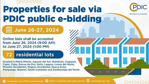 PDIC: Residential lots for e-bidding,
June 26-27