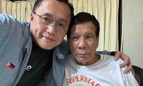 Former President Rodrigo Duterte (right) himself disproved the claim made on TikTok that he passed away. In this video posted by Senator Bong Go (left) on June 20, 2024, Duterte can be seen telling the public that he is alive. Watch this.